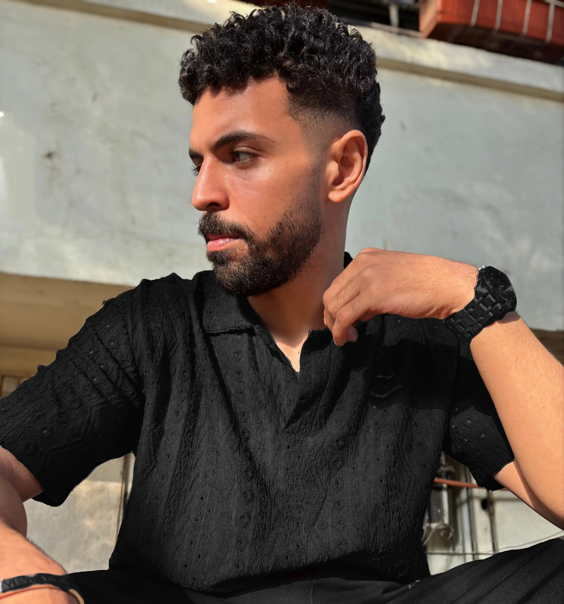 Man wearing classy t-shirt